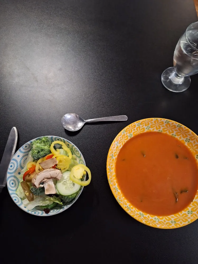 Tomato Basil Soup and Salad
